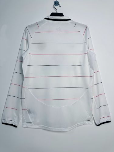 Long Sleeve Retro Jersey 2003-2005 Manchester United Away White Soccer Jersey Man U Vintage Football Shirt