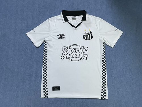 Fan Version 2024-2025 Santos White Charlie Brown Jr Version Soccer Jersey Football Shirt