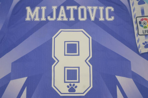 with LFP Patch Retro Jersey 1996-1997 Real Madrid MIJATOVIC 8 Away Purple Soccer Jersey Vintage Football Shirt