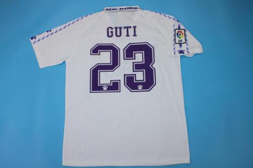 with LFP Patch Retro Jersey 1996-1997 Real Madrid GUTI 23 Home White Soccer Jersey Vintage Football Shirt