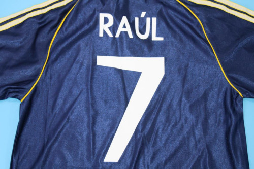 Retro Jersey 1998-1999 Real Madrid RAUL 7 Third Away Dark Blue Soccer Jersey Vintage Football Shirt