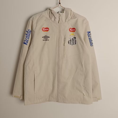2025 Santos Light Yellow Soccer Windbreaker Jacket Football Jacket