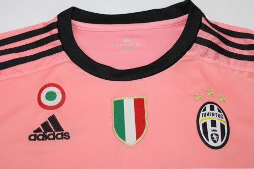 with Coppa Italia+Scudetto+UCL Patch Retro Jersey 2015-2016 Juventus Away Pink Soccer Jersey Vintage Football Shirt