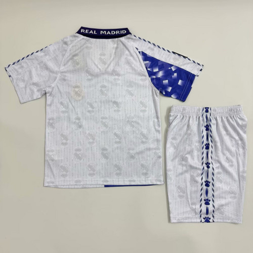 Retro Youth Uniform Kids Kit 1996-1997 Real Madrid Third Away Soccer Jersey Shorts Vintage Child Football Set
