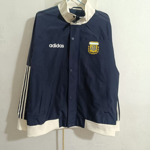 Retro Model Argentina Dark Blue Soccer Windbreaker Jacket Football Jacket