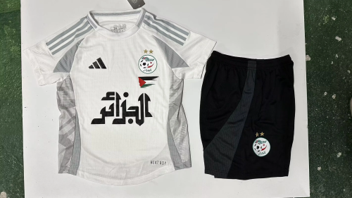 Player Version Youth Uniform Kids Kit 2025 Algeria White Soccer Jersey Shorts Child Football Set