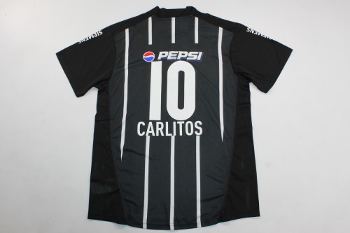 Retro Shirt 2004 Corinthians CARLITOS 10 Away Black Vintage Soccer Jersey Football Shirt