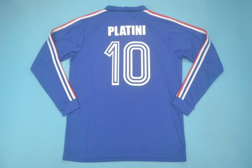 Long Sleeve Retro Jersey 1984 France PLATINI 10 Home Soccer Jersey Vintage Football Shirt