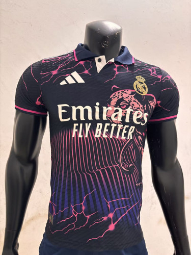 Player Version 2025-2026 Real Madrid Dark Purple Leopard Soccer Jersey Real Football Shirt