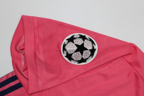 with UCL Patch Retro Jersey 2020-2021 Real Madrid SERGIO RAMOS 4 Away Pink Soccer Jersey Vintage Real Football Shirt