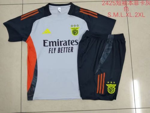 Adult Uniform 2024-2025 Benfica Grey Soccer Training Shirt and Shorts Football Set