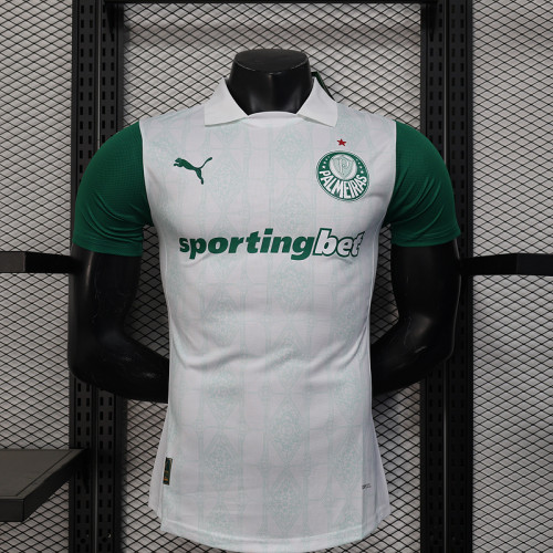 Player Version 2025-2026 Palmeiras Away White Soccer Jersey Green Football Shirt
