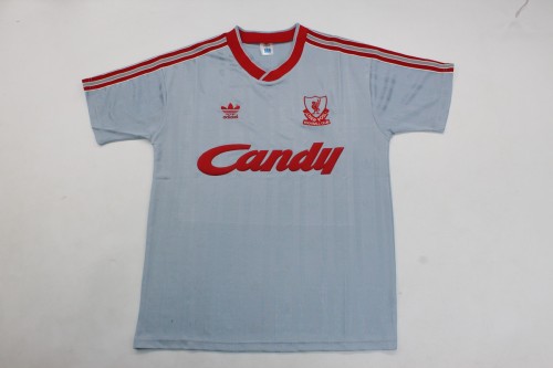 Retro Jersey 1988-1989 Liverpool Away Grey Soccer Jersey Vintage Football Shirt