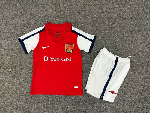Retro Youth Uniform Kids Kit 2000-2002 Arsenal Home Soccer Jersey Shorts Vintage Child Football Set