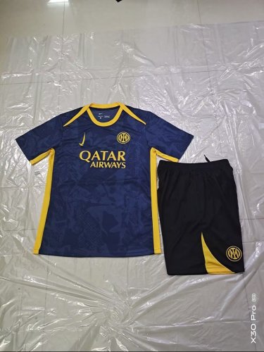 Adult Uniform 2025-2026 Inter Milan Dark Blue Soccer Training Shirt and Shorts Football Set