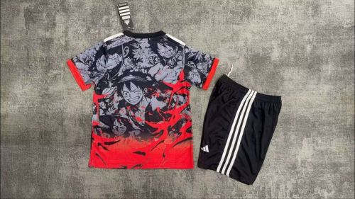 Youth Uniform Kids Kit 2025 Japan Black/Red COMIC Soccer Jersey Shorts Child Football Set