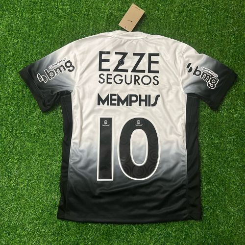 with All Sponor Logos Fan Version 2024-2025 Corinthians MEMPHIS 10 Home Soccer Jersey Football Shirt