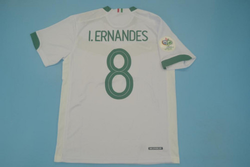 with Euro 2006 Patch Retro Jersey 2006 Mexico I.ERNANDES 8 Away White Soccer Jersey Vintage Football Shirt