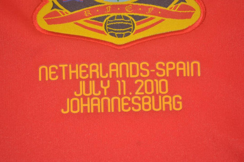 with Front Lettering+World Cup Patch Retro Jersey Spain 2010 Home Soccer Jersey Vintage Football Shirt