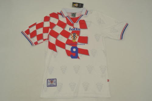 with Front Lettering Retro Jersey 1998 Croatia Home Soccer Jersey Vintage Football Shirt