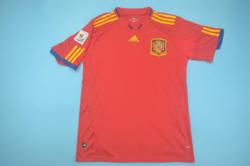 with World Cup Patch Retro Jersey Spain 2010 Home Soccer Jersey Vintage Football Shirt