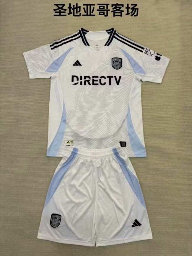 Adult Uniform 2025-2026 San Diego Loyal Away White Soccer Jersey Shorts Men's Football Kit