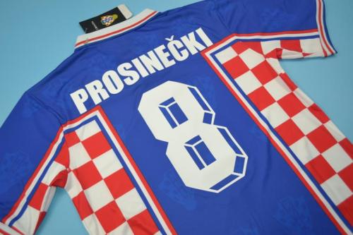 with Front Lettering Retro Jersey 1998 Croatia PROSINECKI 8 Away Blue Vintage Soccer Jersey