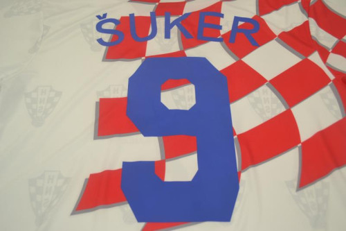 with Front Lettering Retro Jersey 1998 Croatia SUKER 9 Home Soccer Jersey Vintage Football Shirt