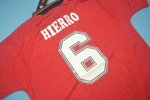 Retro Jersey 1994 Spain HIERRO 6 Home Soccer Jersey Vintage Football Shirt