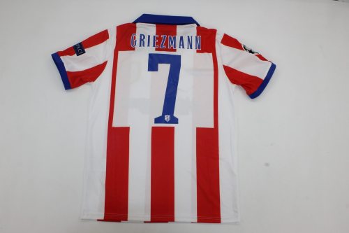 with UCL Patch Retro Jersey 2014-2015 Atletico Madrid GRIEZMANN 7 Home Soccer Jersey Vintage Football Shirt