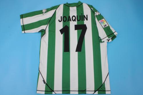 with LFP Patch Retro Jersey 2003-2004 Real Betis JOAQUIN 17 Home Soccer Jersey Vintage Football Shirt
