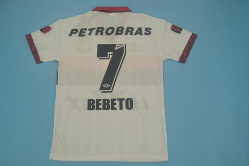 Retro Jersey 1995-1996 Flamengo BEBETO 7 Away White Soccer Jersey Vintage Football Shirt