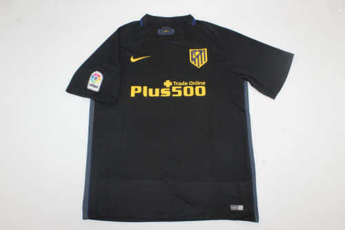 with LFP Patch Retro Jersey 2016-2017 Atletico Madrid GRIEZMANN 7 Away Black Soccer Jersey Vintage Football Shirt