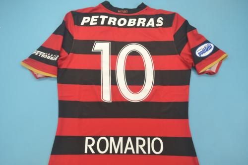 with Sponor Logo+Sleeve Patch Retro Jersey 2008 Flamengo ROMARIO 10 Home Soccer Jersey Vintage Football Shirt