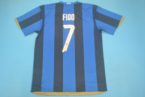 Retro Jersey 2008-2009 Inter Milan FIGO 7 League Version Home Soccer Jersey Vintage Football Shirt