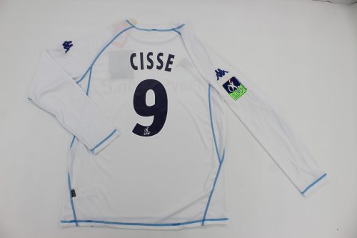 with LFP Patch Retro Jersey Long Sleeve 2003-2004 AJ Auxerre CISSE 9 Home Soccer Jersey Vintage Football Shirt