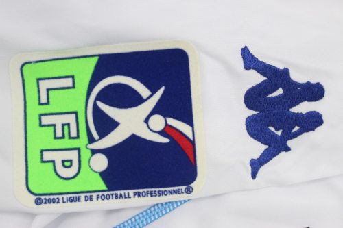 with LFP Patch Retro Jersey Long Sleeve 2003-2004 AJ Auxerre Home Soccer Jersey Vintage Football Shirt