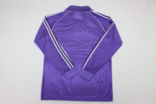 Long Sleeve Retro Jersey 1984-1985 Real Madrid Away Purple Soccer Jersey Vintage Real Football Shirt