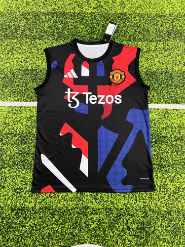 Fan Version 2024-2025 Manchester United Black/Blue/Red Soccer Training Vest Man United Football Shirt
