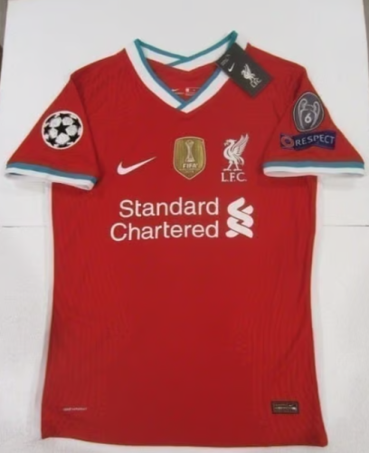 with Golden FIFA+UCL Patch Retro Jersey 2020-2021 Liverpool DIOGO J. 20 Right to Play Home Soccer Jersey Vintage Football Shirt