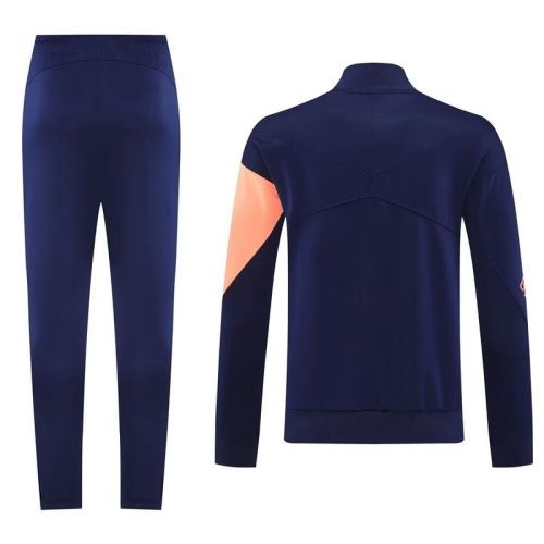 2025-2026 Barcelona Dark Blue/Orange Soccer Windbreaker Jacket and Pants Football Tracksuit