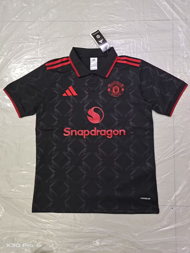 Fan Version 2025-2026 Manchester United Black/Red Soccer Polo