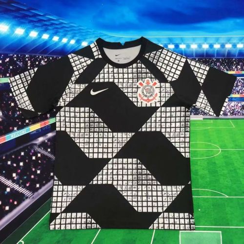 Fan Version 2025-2026 Corinthians Black/White Soccer Training Jersey Football Shirt