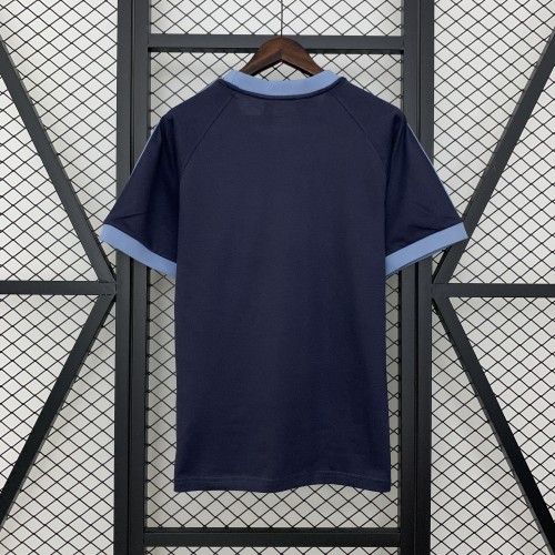 Fan Version Argentina 2024 Dark Blue Cotton Soccer T-shirt