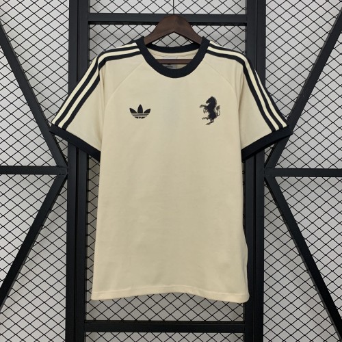 Retro Model Maillot Juve Shirt Juventus 2025-2026 Beige Cotton Soccer Jersey Football Shirt
