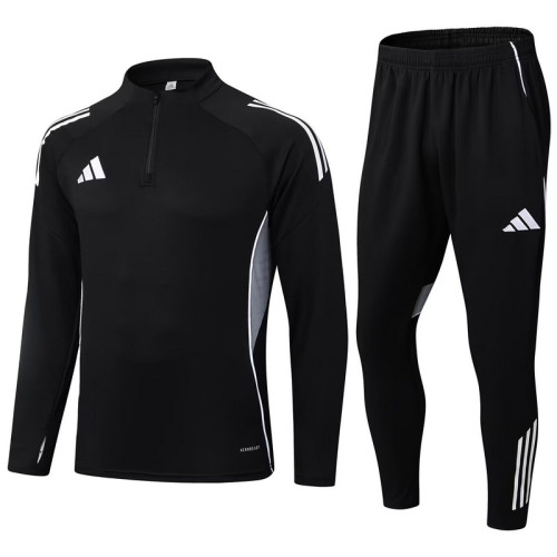 2025 AD2506 Black Soccer Training Sweater and Pants Football Kit