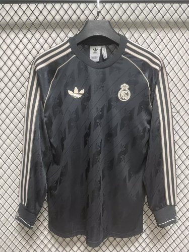 Long Sleeve Fan Version 2025-2026 Real Madrid Black Special Edition Soccer Jersey Real Football Shirt