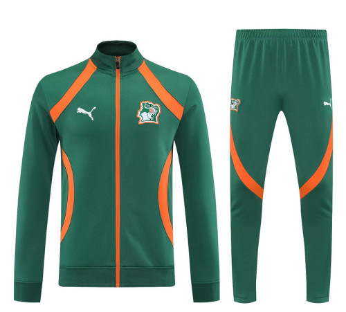 2025-2026 Ivory Coast Green Soccer Jacket and Pants Football Tracksuit