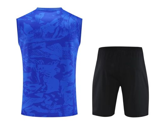Adult Uniform 2025-2026 Barcelona Blue Soccer Training Vest and Shorts Football Set
