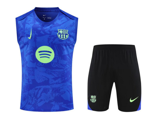 Adult Uniform 2025-2026 Barcelona Blue Soccer Training Vest and Shorts Football Set